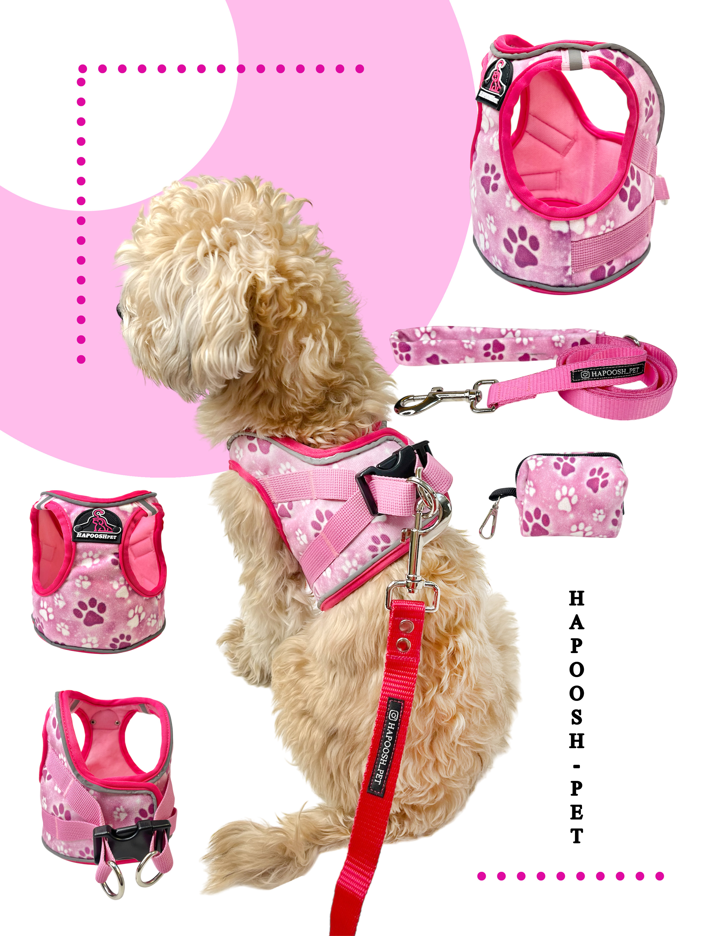 قلاده تنی لباسی هارنس (Harness) pinky