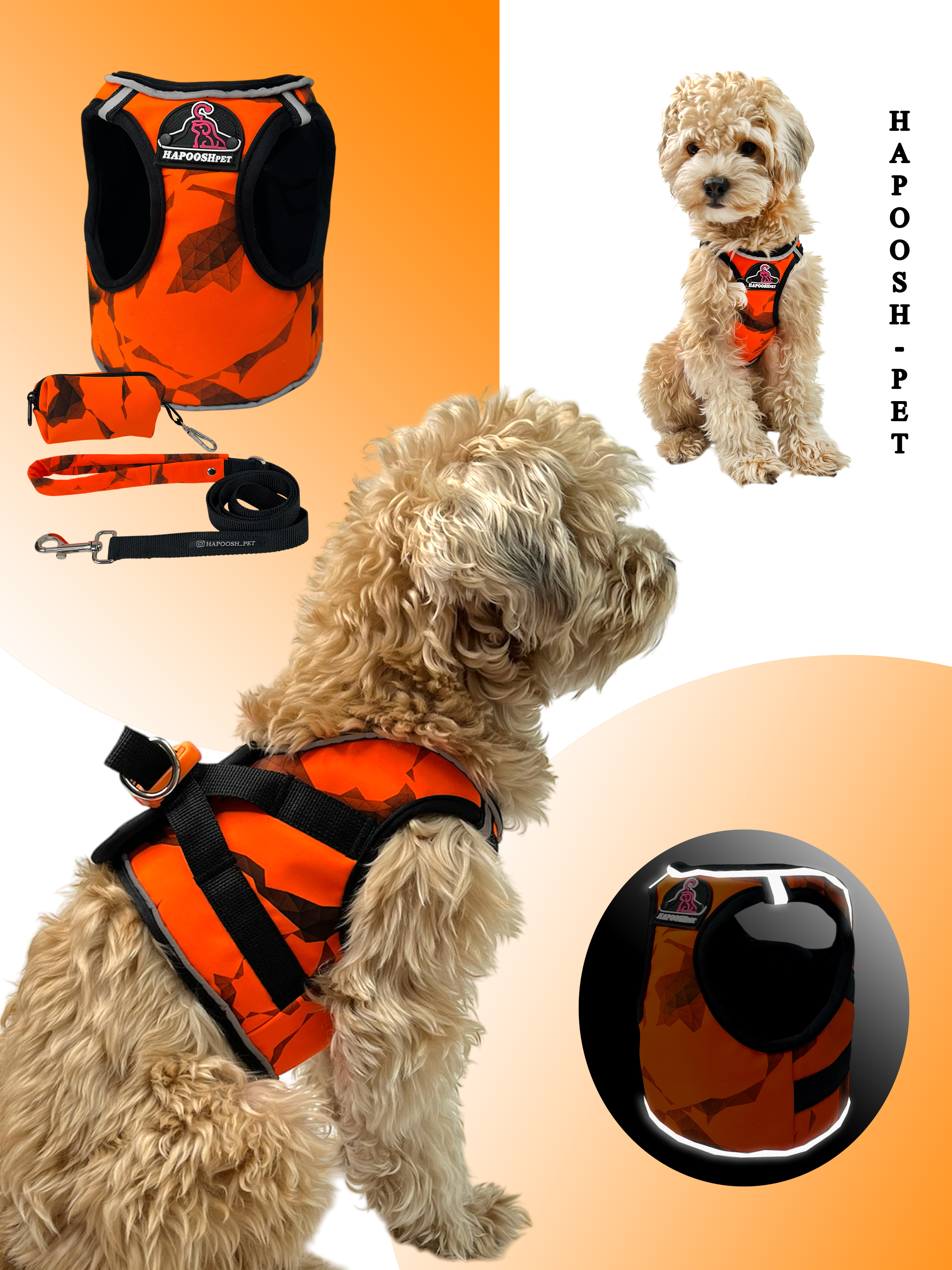 قلاده تنی لباسی هارنس (Harness) نارنجی