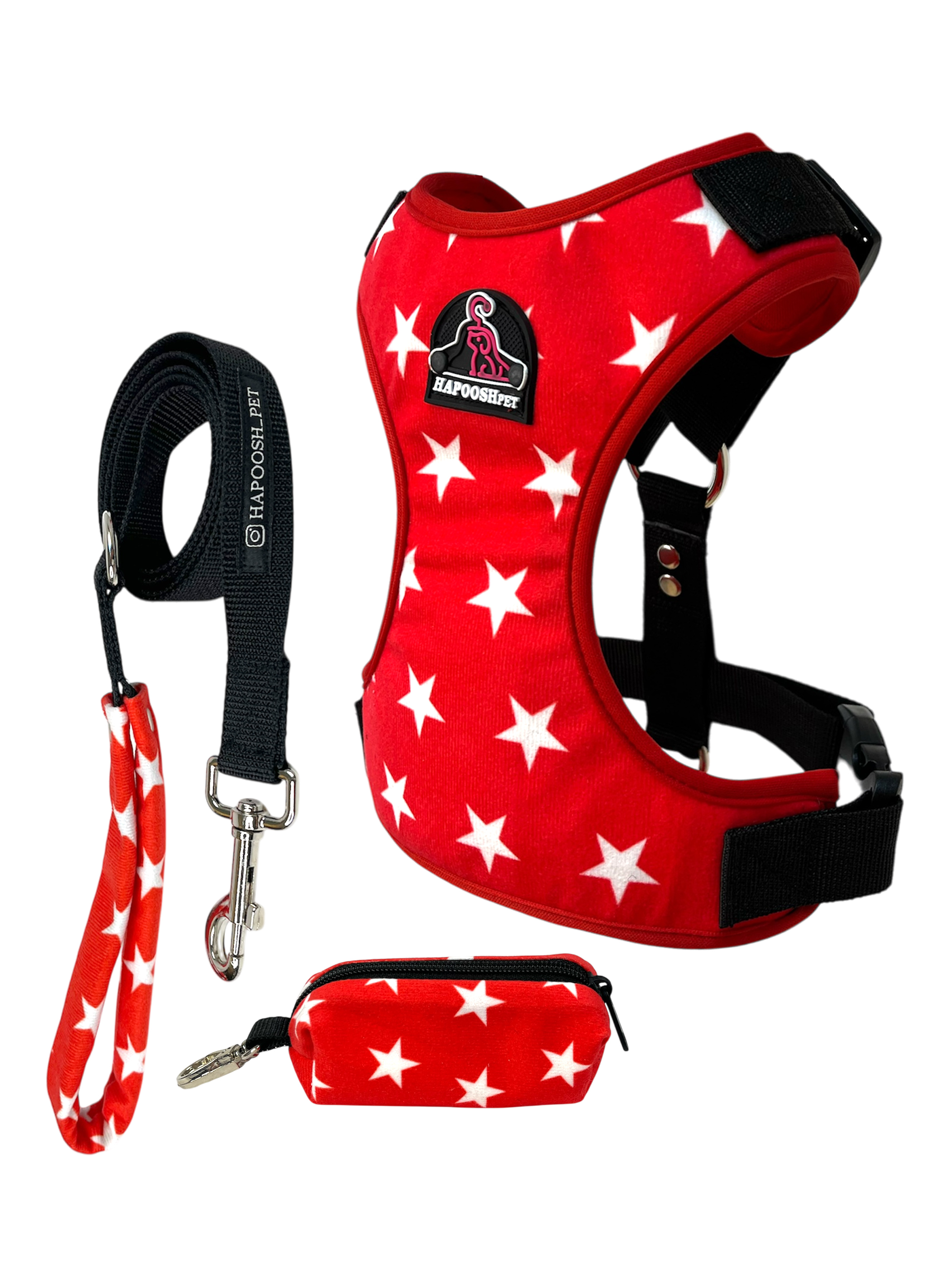 قلاده کتفی پددار سگ مدل هارنس (harness) قرمز ستاره ای