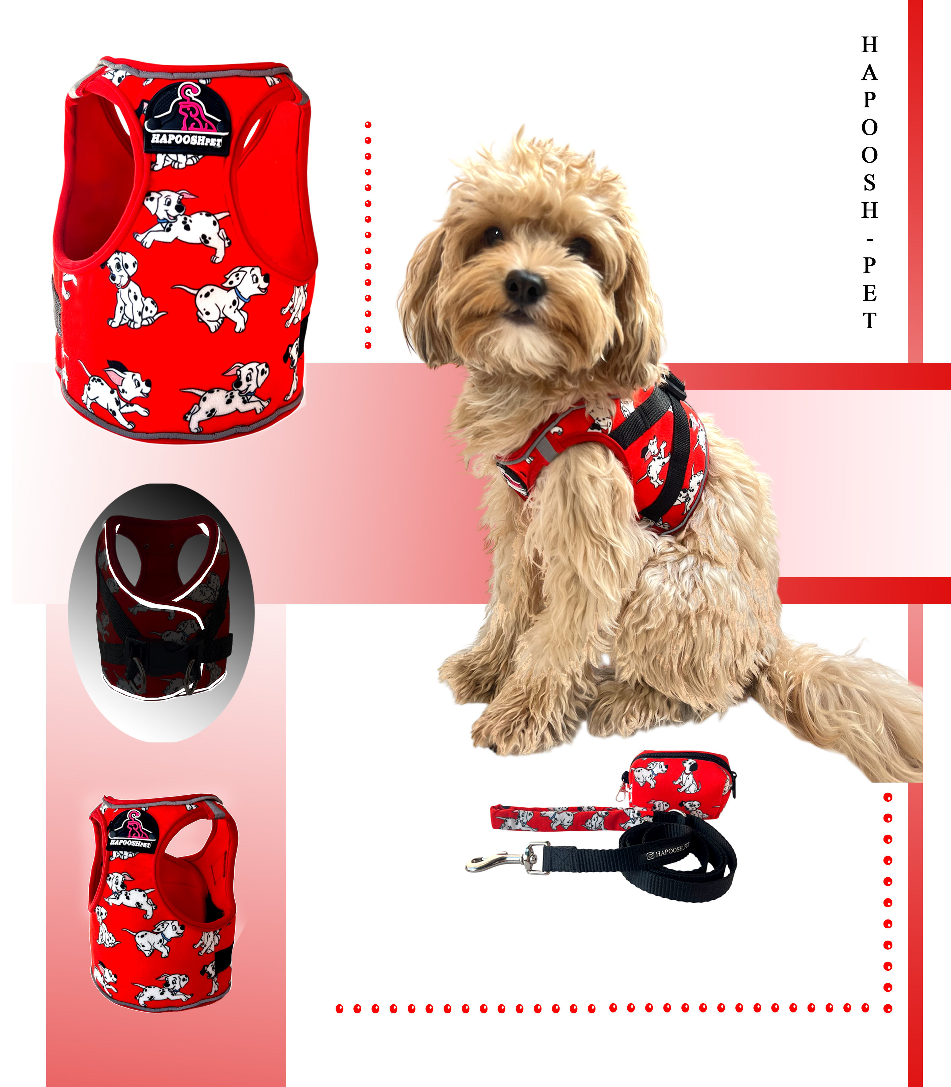 قلاده تنی لباسی هارنس (Harness) 101سگ خالدار