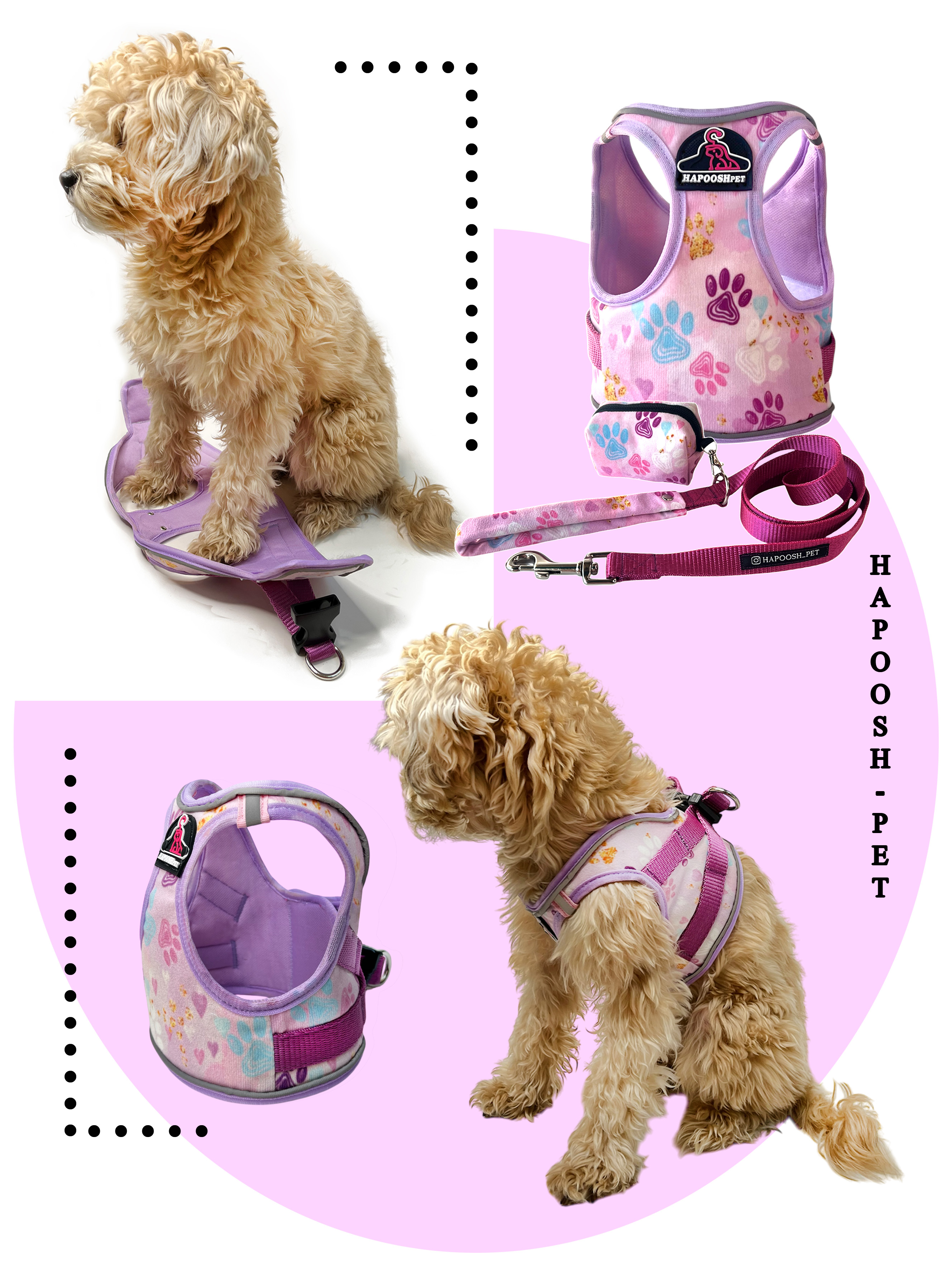 قلاده تنی لباسی هارنس (Harness) بنفشه